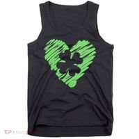 Cute St Patrick's Day Scribble Shamrock Heart Tank Top thumb 0