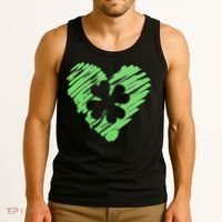 Cute St Patrick's Day Scribble Shamrock Heart Tank Top thumb 3