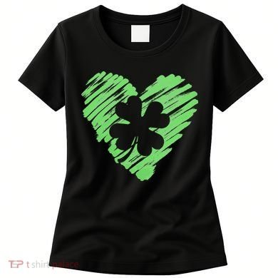 Cute St Patrick's Day Scribble Shamrock Heart Women's T-Shirt