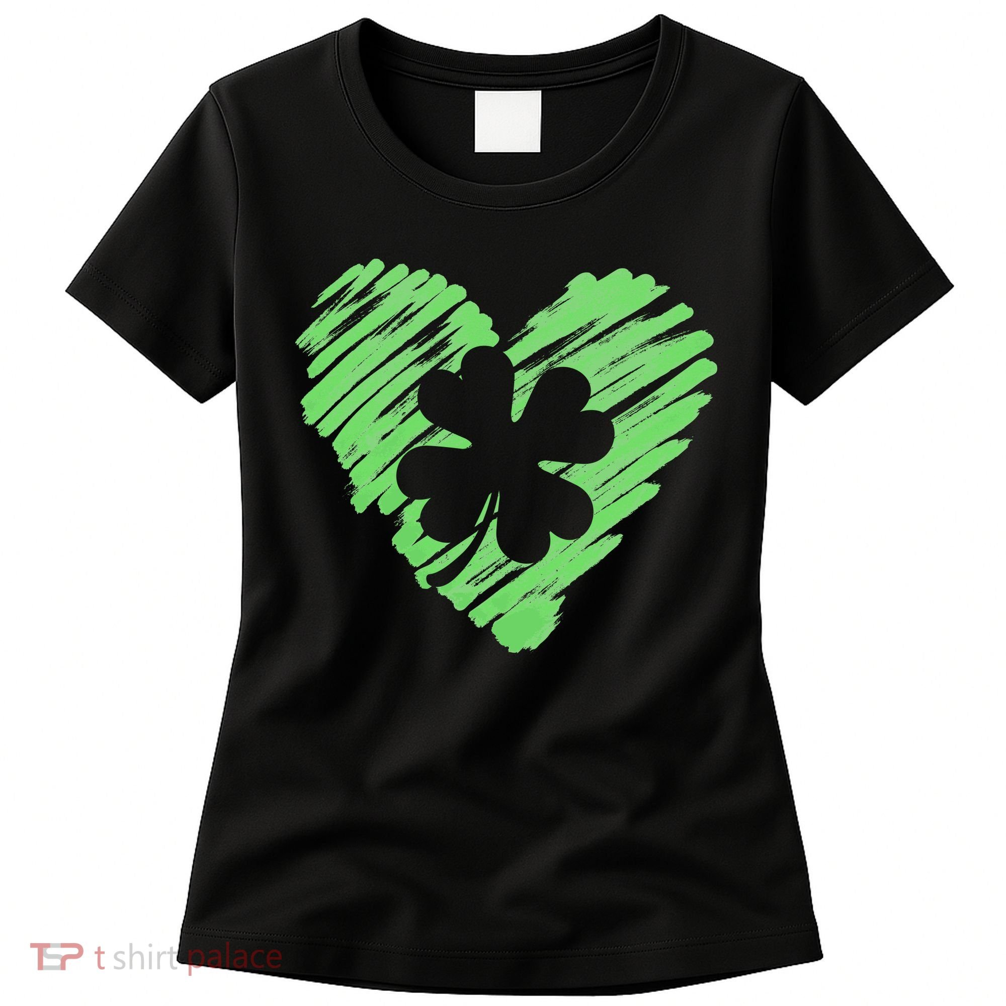 Cute St Patrick's Day Scribble Shamrock Heart Women's T-Shirt
