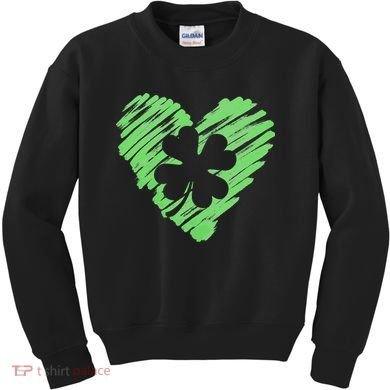 Cute St Patrick's Day Scribble Shamrock Heart Kids Sweatshirt