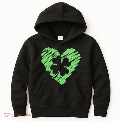 Cute St Patrick's Day Scribble Shamrock Heart Kids Hoodie