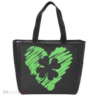 Cute St Patrick's Day Scribble Shamrock Heart Tote Bag