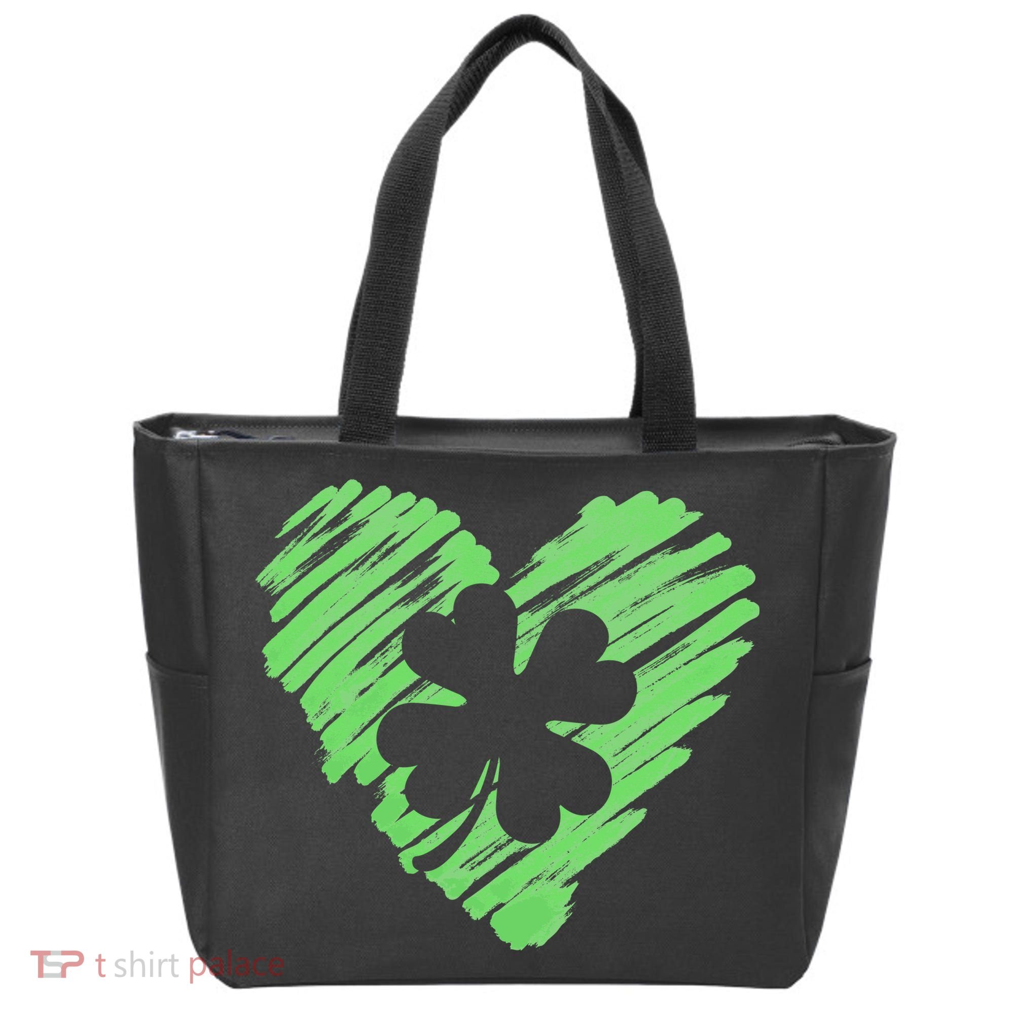 Cute St Patrick's Day Scribble Shamrock Heart Tote Bag