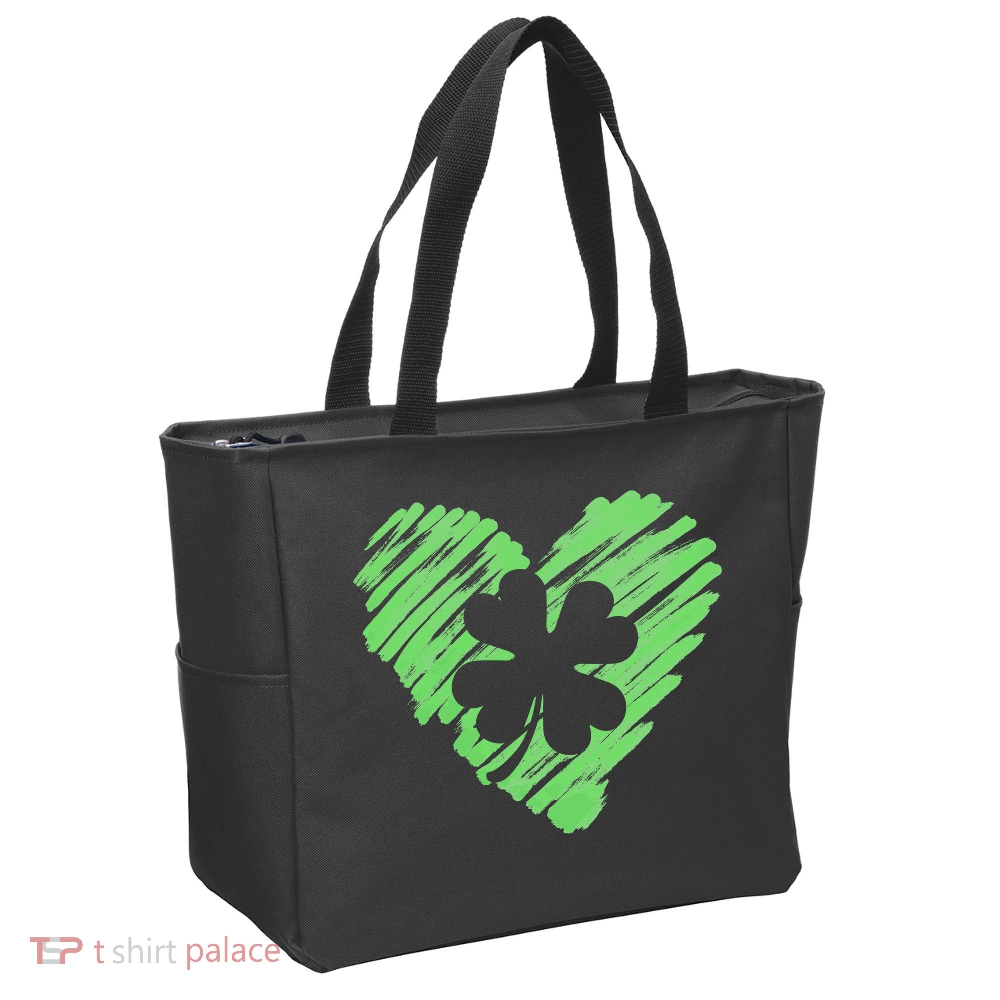 Cute St Patrick's Day Scribble Shamrock Heart Tote Bag