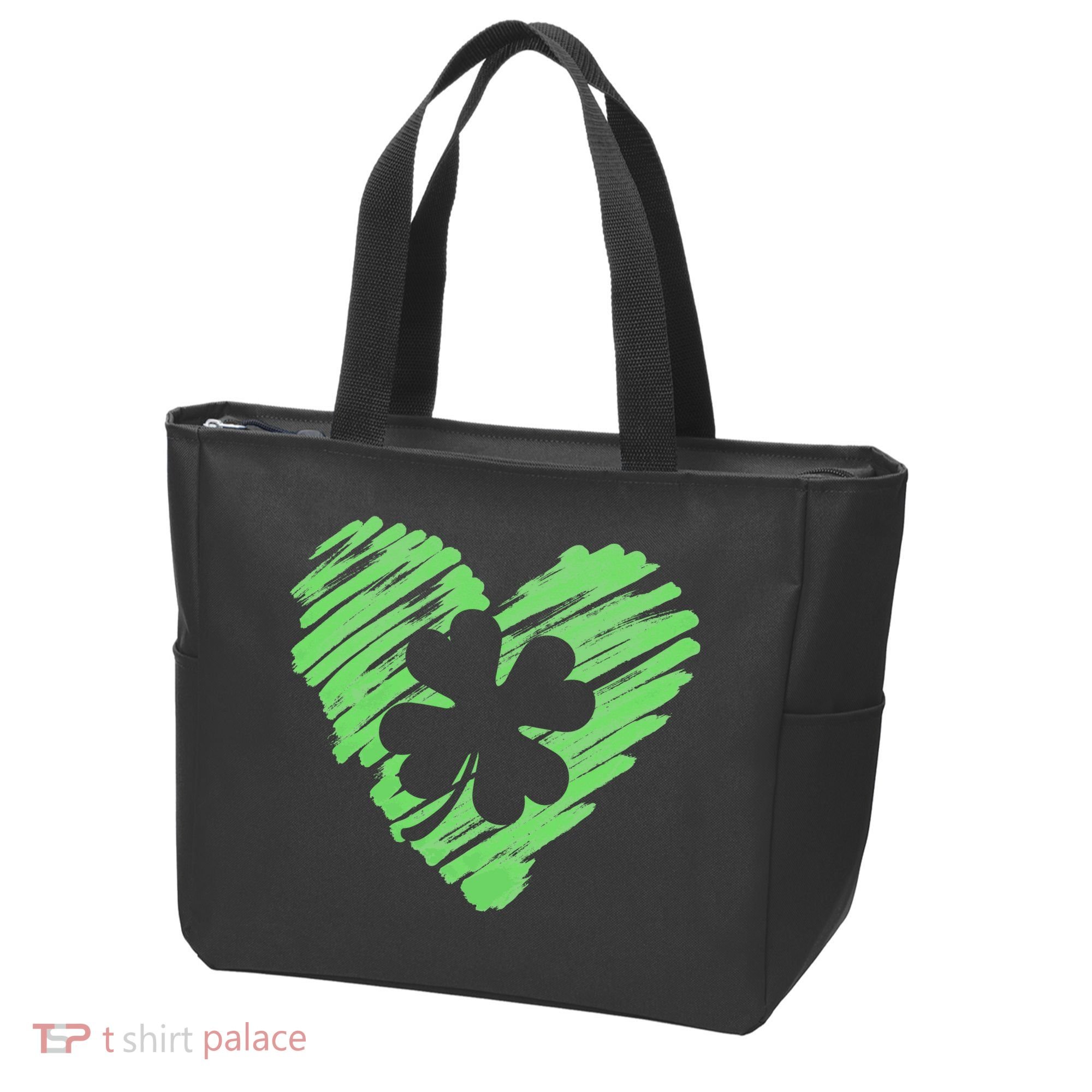 Cute St Patrick's Day Scribble Shamrock Heart Tote Bag