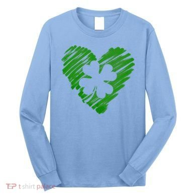 Cute St Patrick's Day Scribble Shamrock Heart Long Sleeve Shirt