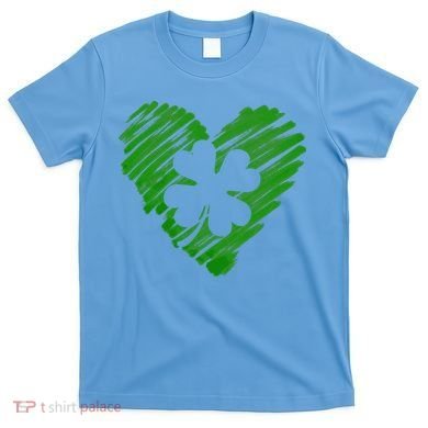 Cute St Patrick's Day Scribble Shamrock Heart T-Shirt