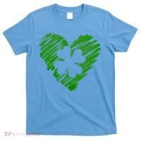 Cute St Patrick's Day Scribble Shamrock Heart T-Shirt thumb 0