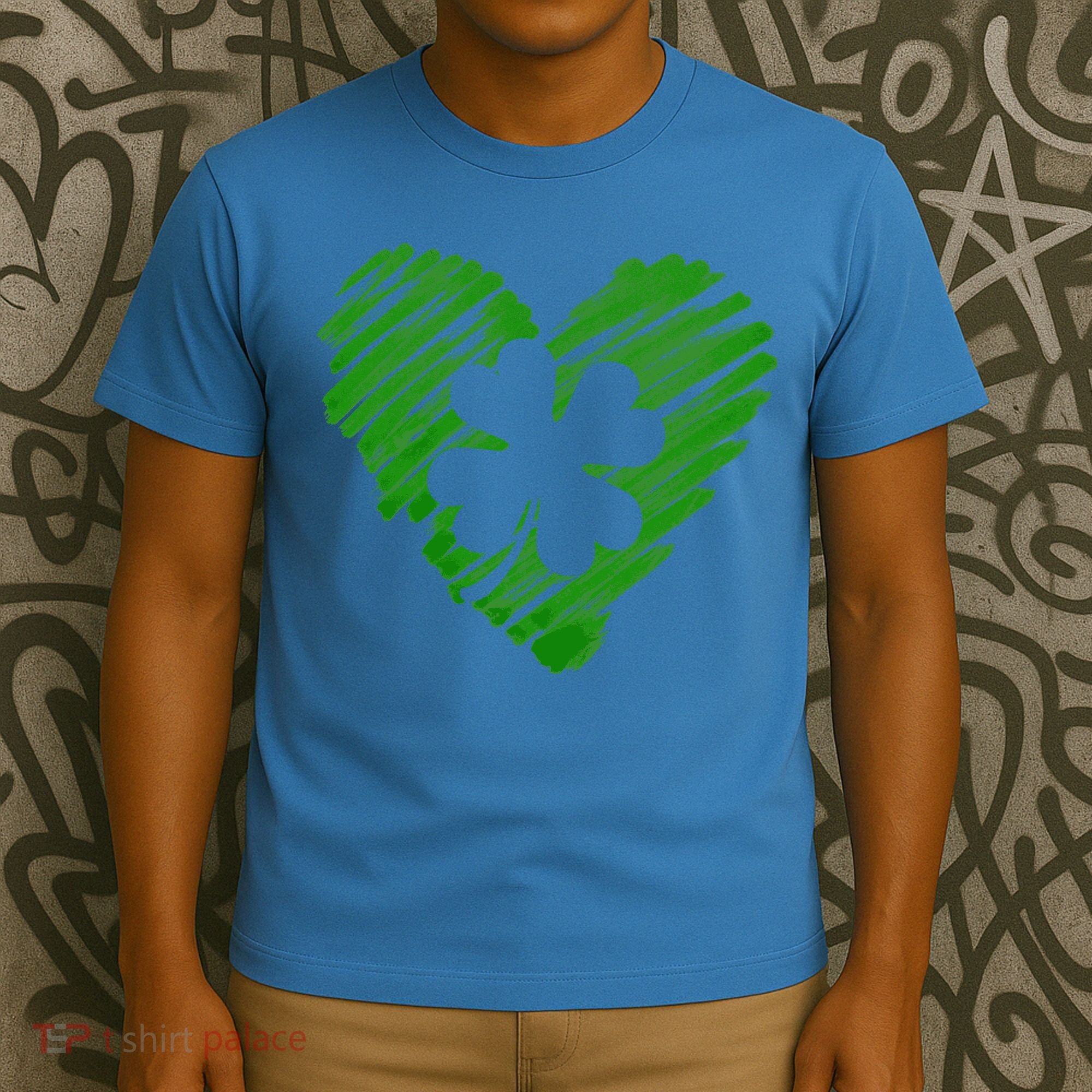 Cute St Patrick's Day Scribble Shamrock Heart T-Shirt