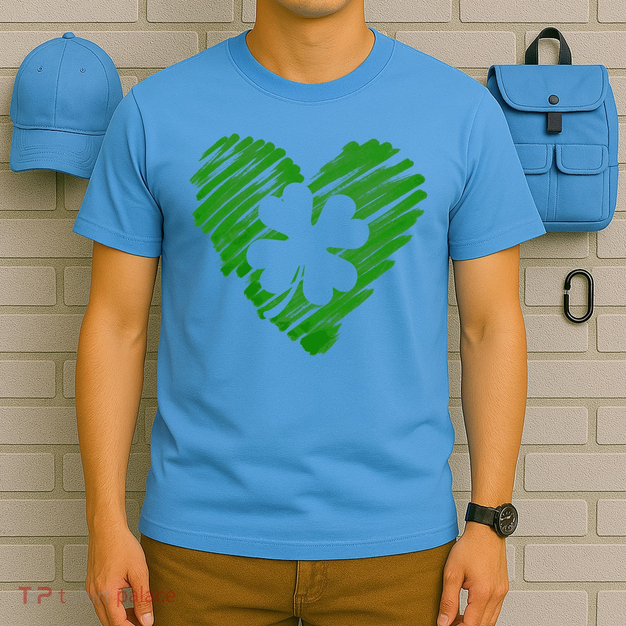 Cute St Patrick's Day Scribble Shamrock Heart T-Shirt
