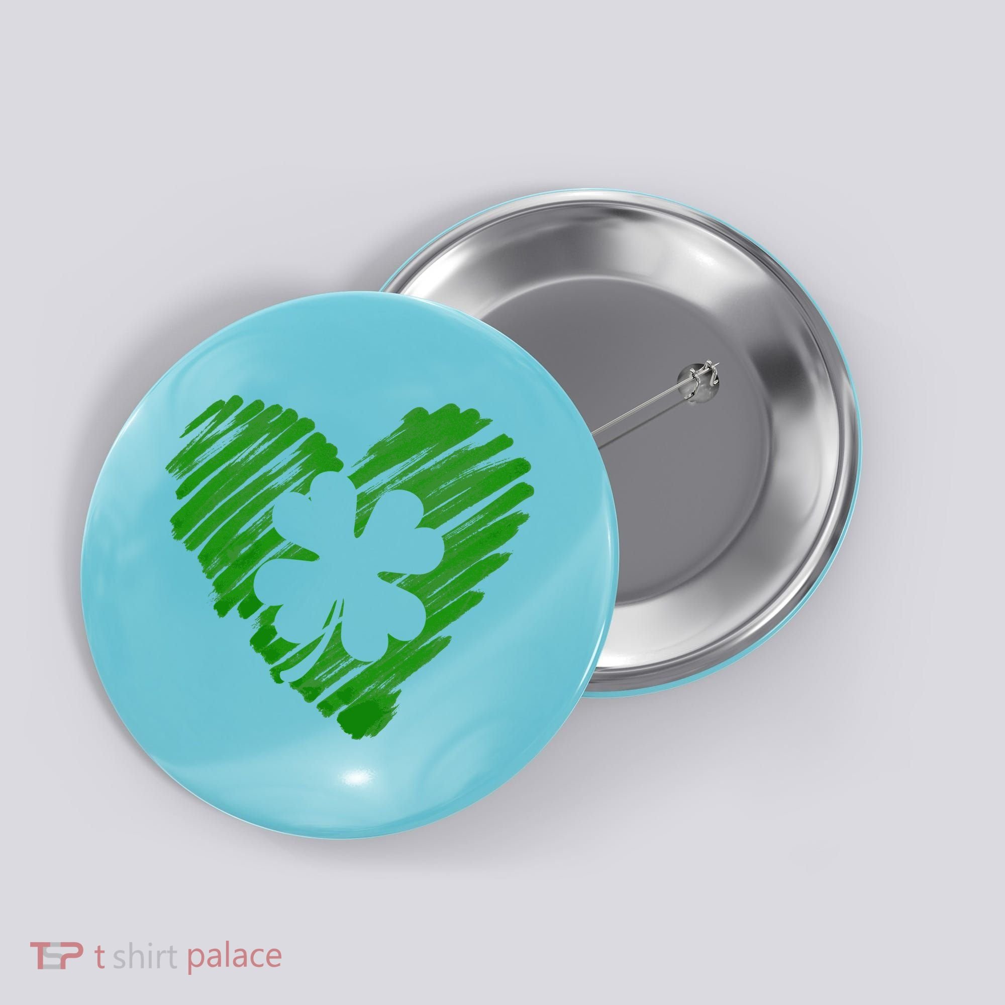 Cute St Patrick's Day Scribble Shamrock Heart Button