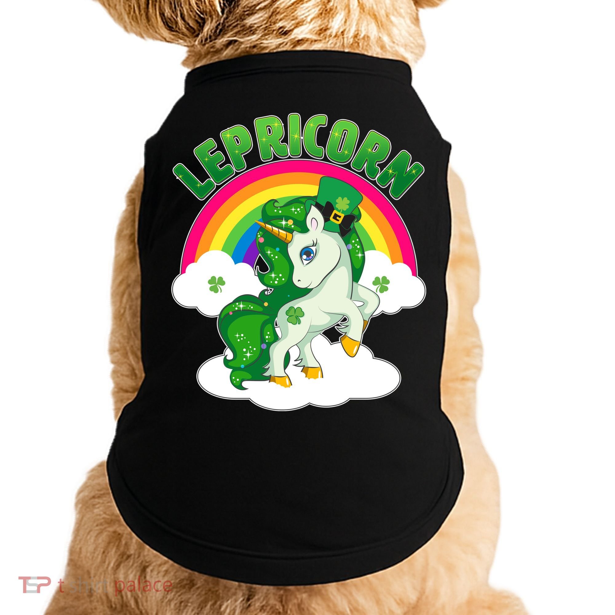 Cute St Patricks Day Rainbow Lepricorn Unicorn Leprechaun Doggie Tank