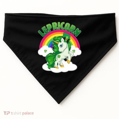 Cute St Patricks Day Rainbow Lepricorn Unicorn Leprechaun USA-Made Doggie Bandana