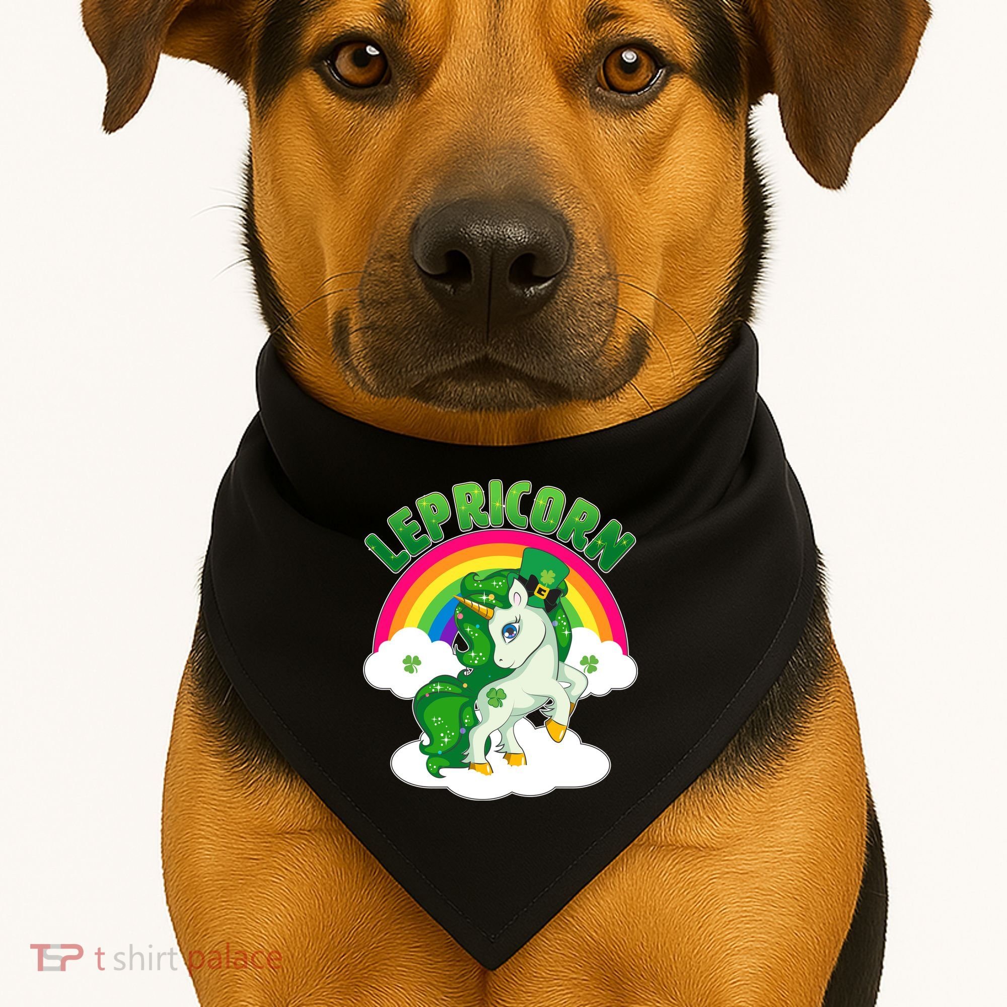 Cute St Patricks Day Rainbow Lepricorn Unicorn Leprechaun USA-Made Doggie Bandana