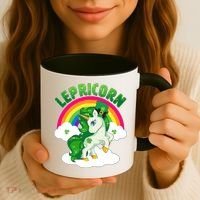 Cute St Patricks Day Rainbow Lepricorn Unicorn Leprechaun Coffee Mug thumb 3