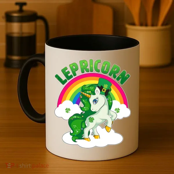 Cute St Patricks Day Rainbow Lepricorn Unicorn Leprechaun Coffee Mug