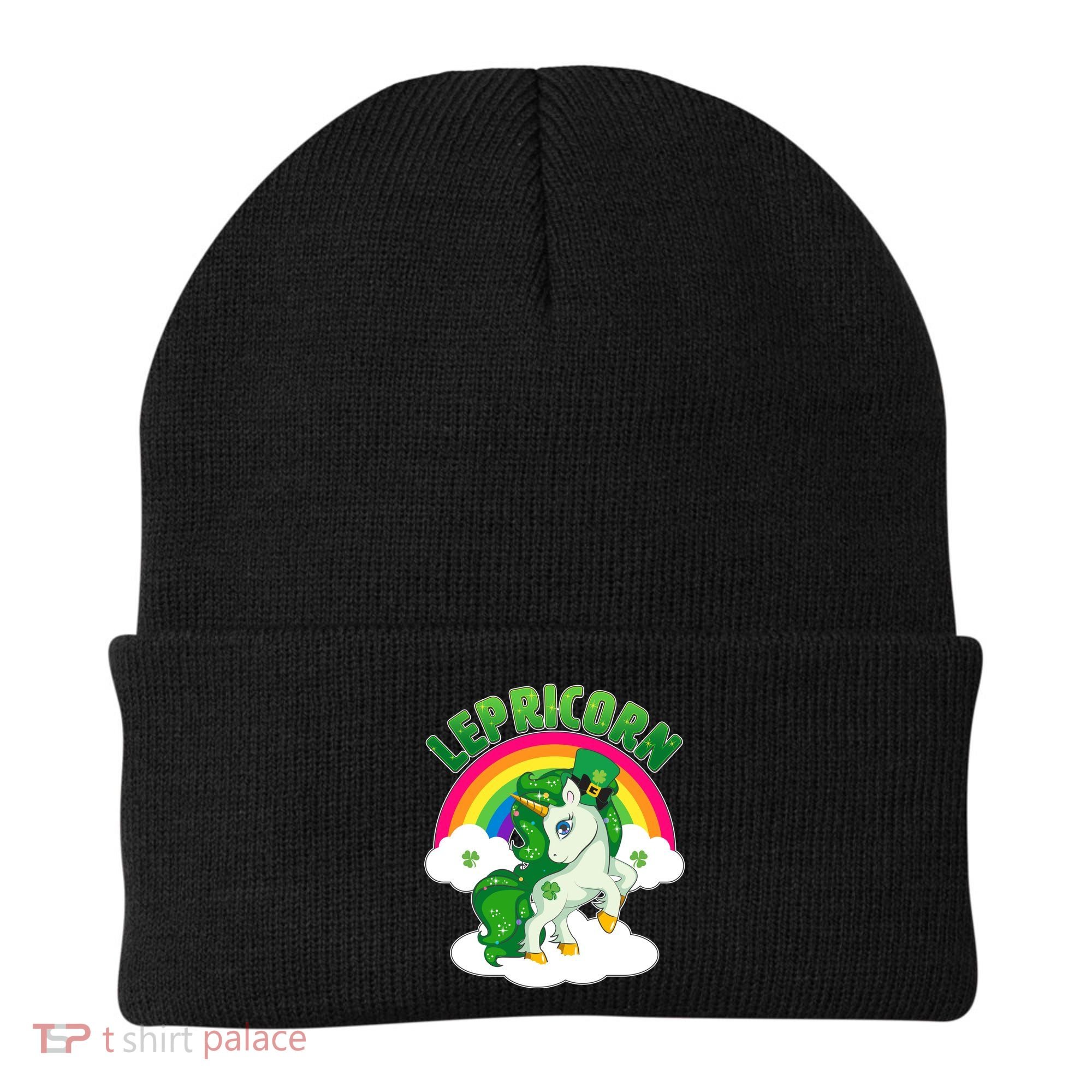 Cute St Patricks Day Rainbow Lepricorn Unicorn Leprechaun Beanie