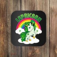 Cute St Patricks Day Rainbow Lepricorn Unicorn Leprechaun Coaster thumb 0