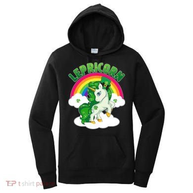 Cute St Patricks Day Rainbow Lepricorn Unicorn Leprechaun Women's Hoodie