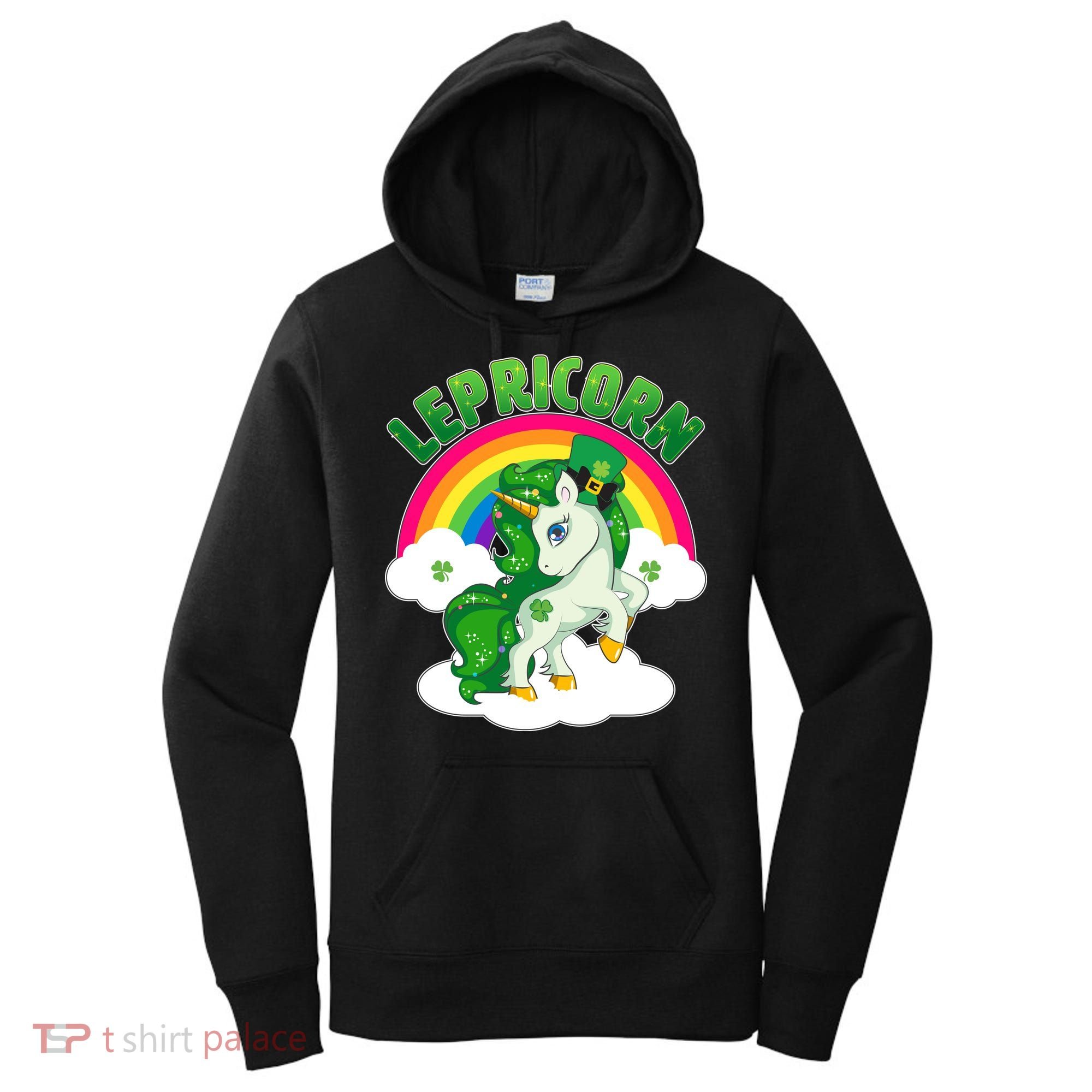 Cute St Patricks Day Rainbow Lepricorn Unicorn Leprechaun Women's Hoodie