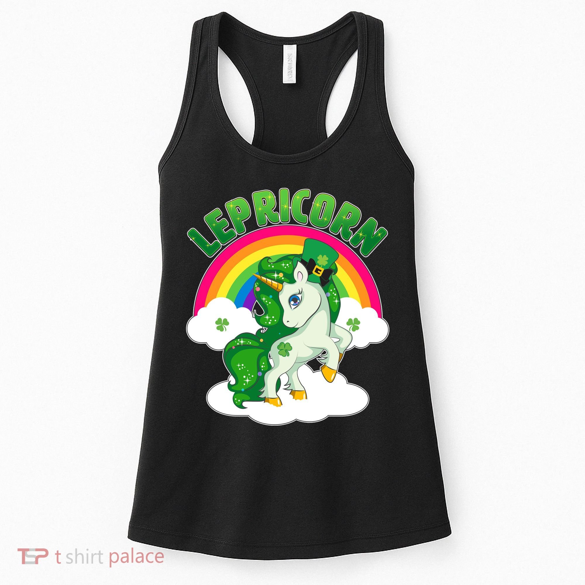 Cute St Patricks Day Rainbow Lepricorn Unicorn Leprechaun Women's Tank Top