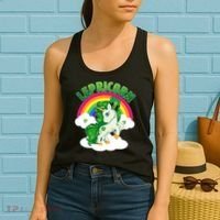 Cute St Patricks Day Rainbow Lepricorn Unicorn Leprechaun Women's Tank Top thumb 2