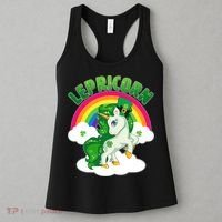 Cute St Patricks Day Rainbow Lepricorn Unicorn Leprechaun Women's Tank Top thumb 3