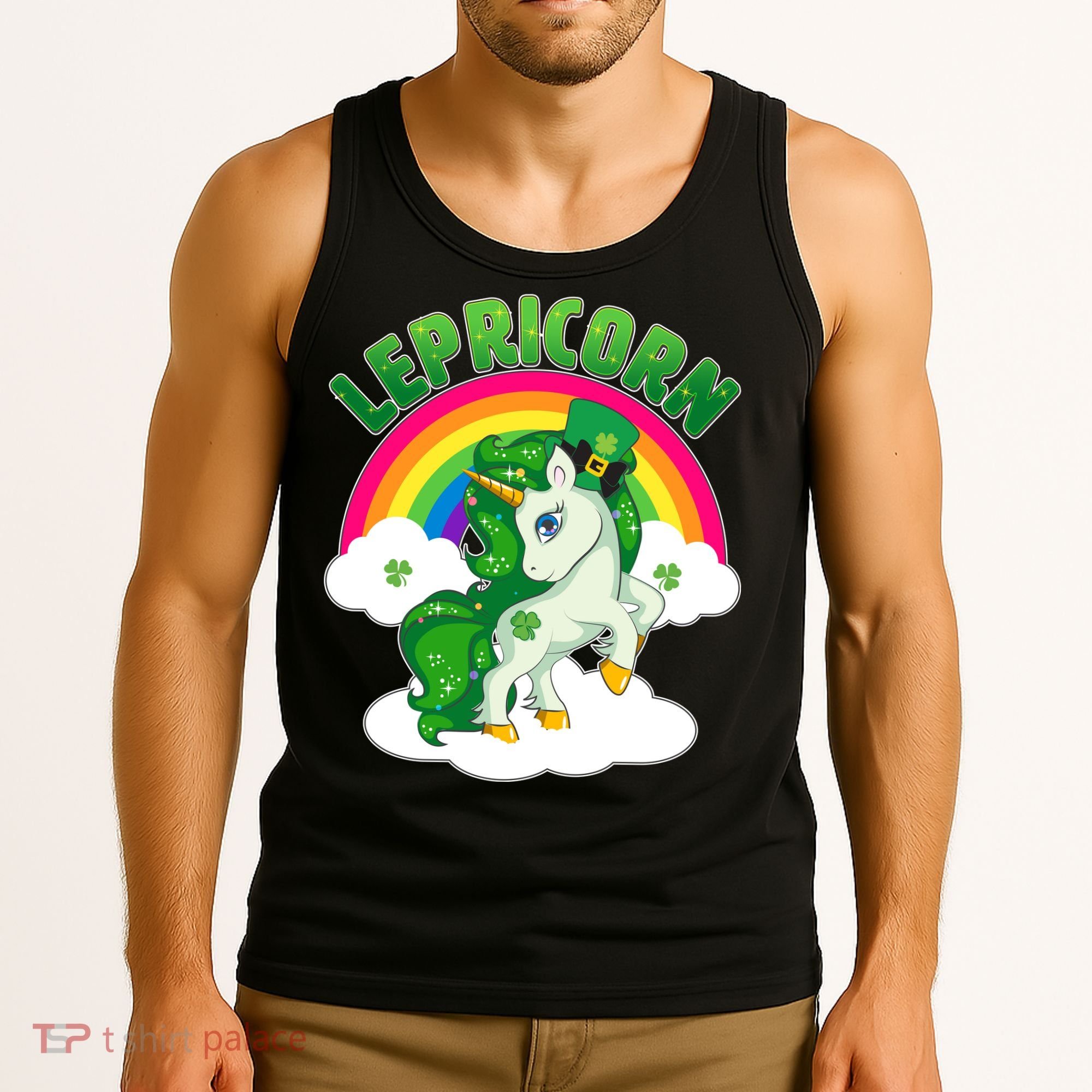Cute St Patricks Day Rainbow Lepricorn Unicorn Leprechaun Tank Top