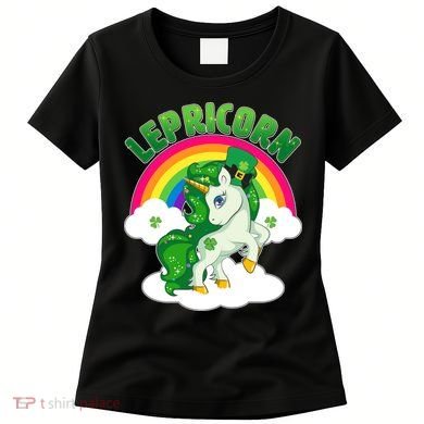Cute St Patricks Day Rainbow Lepricorn Unicorn Leprechaun Women's T-Shirt