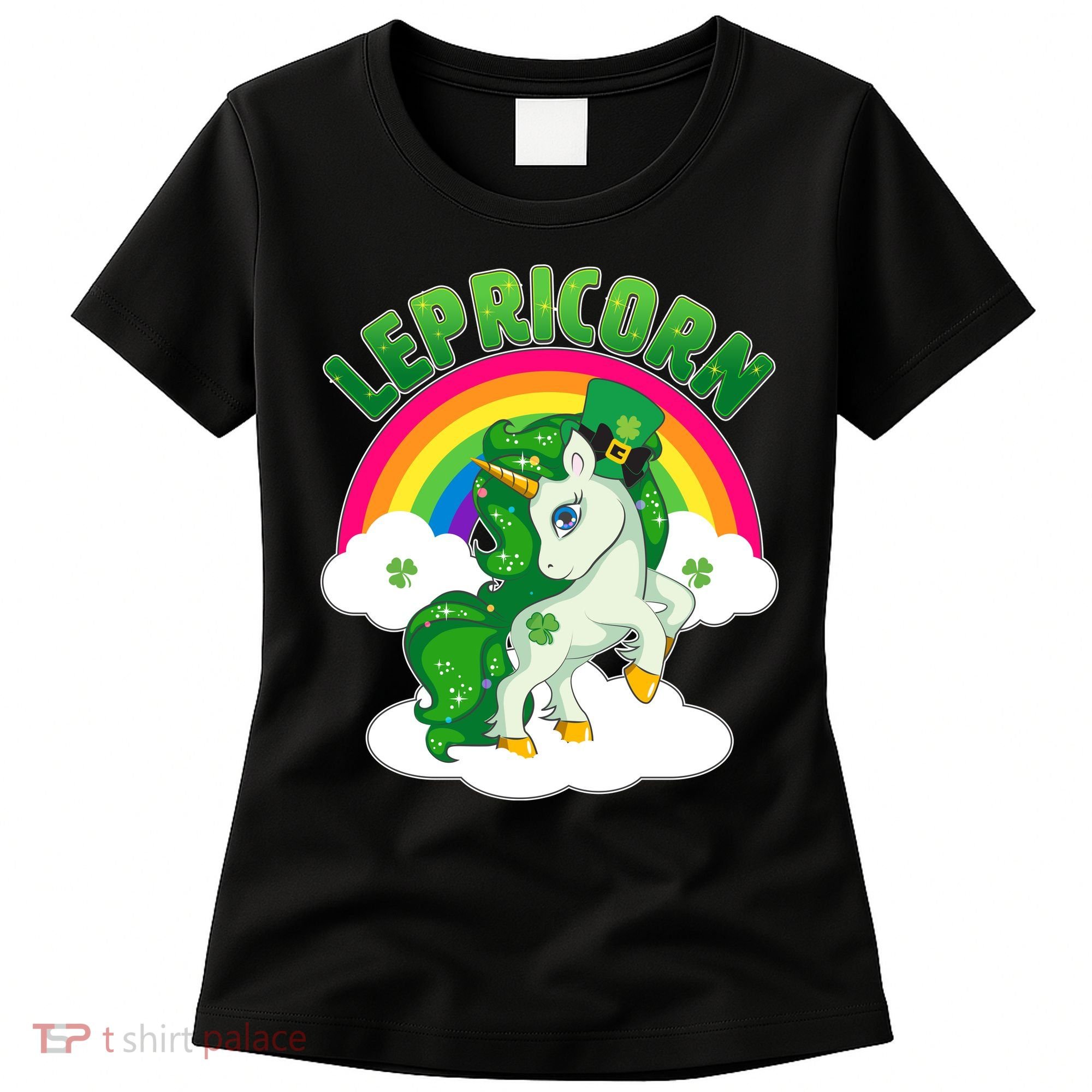 Cute St Patricks Day Rainbow Lepricorn Unicorn Leprechaun Women's T-Shirt