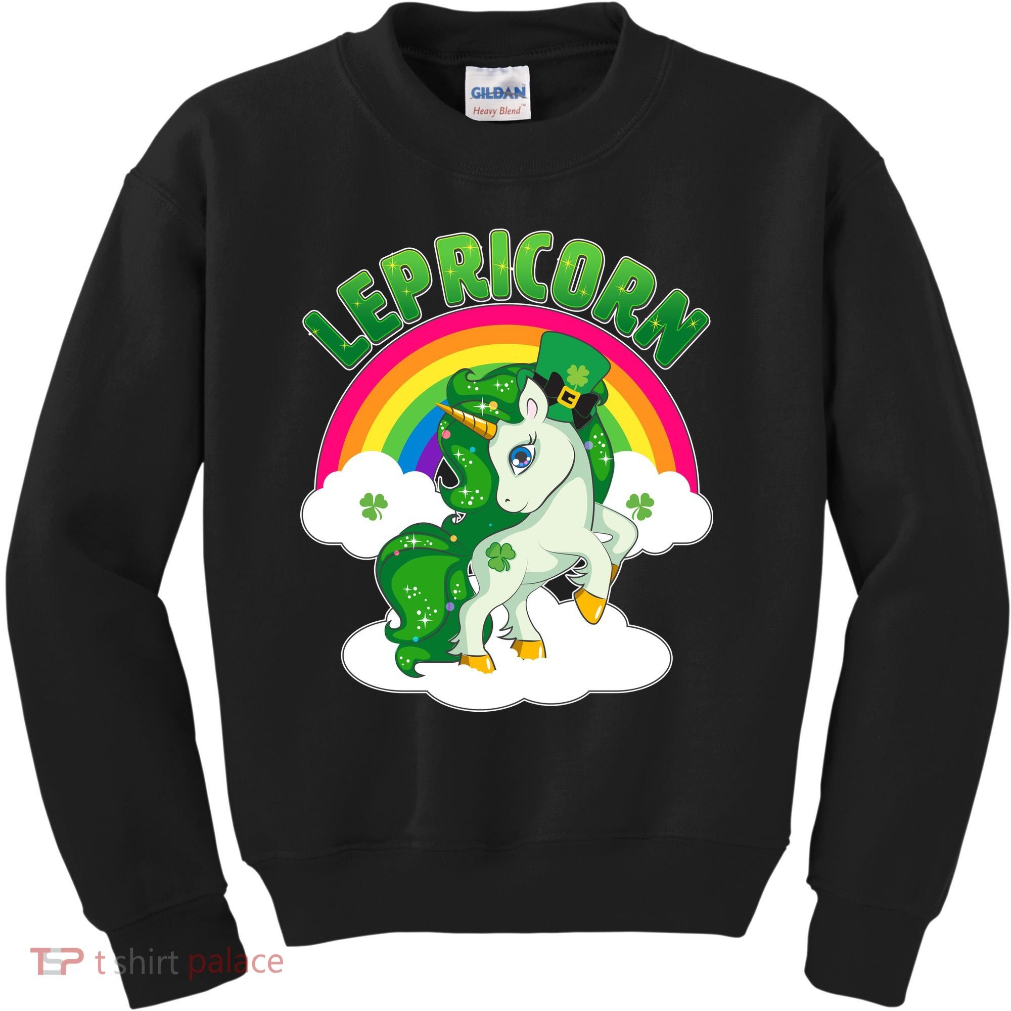 Cute St Patricks Day Rainbow Lepricorn Unicorn Leprechaun Kids Sweatshirt