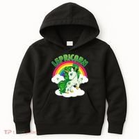 Cute St Patricks Day Rainbow Lepricorn Unicorn Leprechaun Kids Hoodie thumb 0