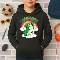 Cute St Patricks Day Rainbow Lepricorn Unicorn Leprechaun Kids Hoodie thumb 2