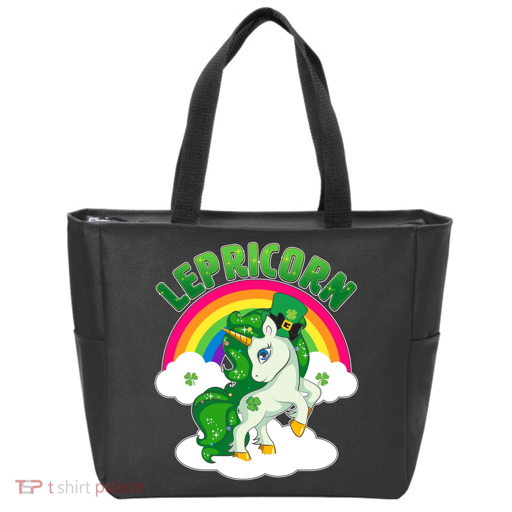 Cute St Patricks Day Rainbow Lepricorn Unicorn Leprechaun Tote Bag