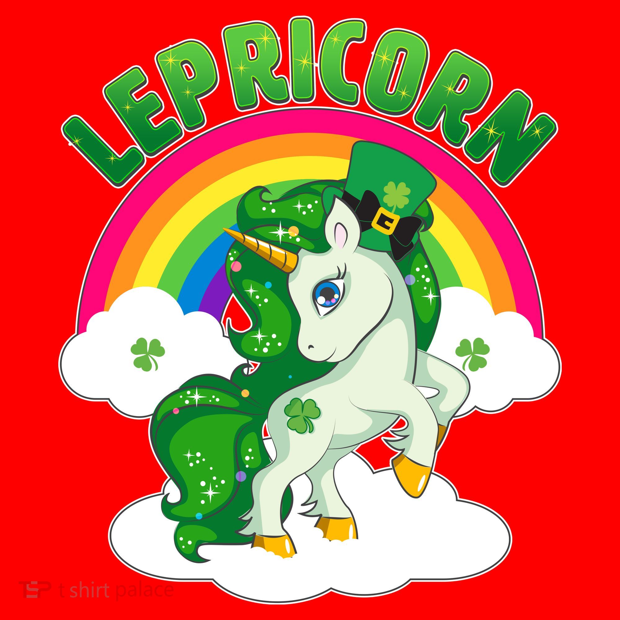 Cute St Patricks Day Rainbow Lepricorn Unicorn Leprechaun Santa Hat