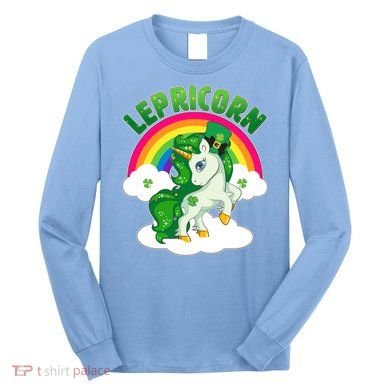 Cute St Patricks Day Rainbow Lepricorn Unicorn Leprechaun Long Sleeve Shirt