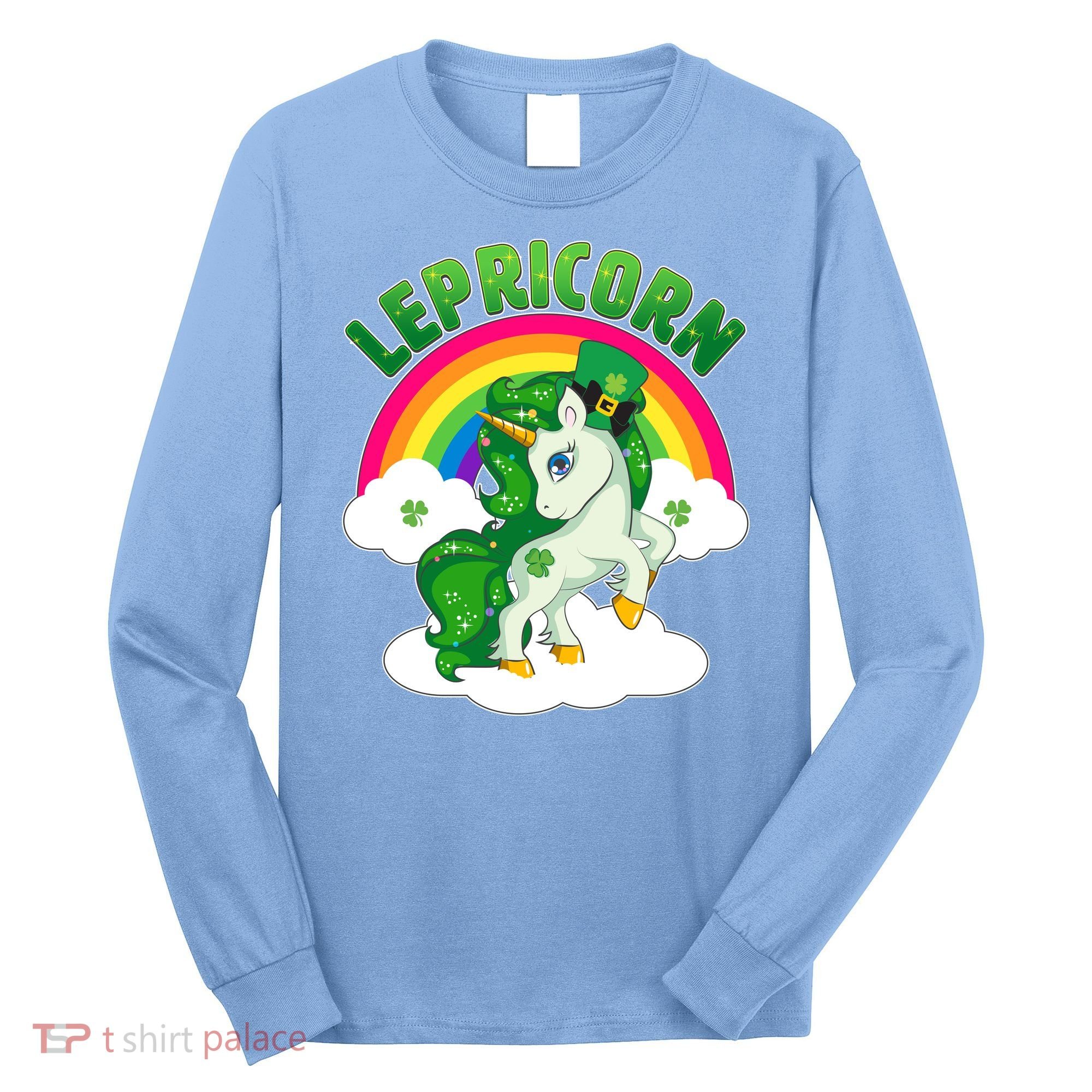 Cute St Patricks Day Rainbow Lepricorn Unicorn Leprechaun Long Sleeve Shirt