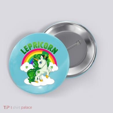 Cute St Patricks Day Rainbow Lepricorn Unicorn Leprechaun Button