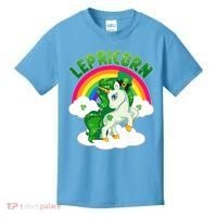 Cute St Patricks Day Rainbow Lepricorn Unicorn Leprechaun Kids T-Shirt thumb 0
