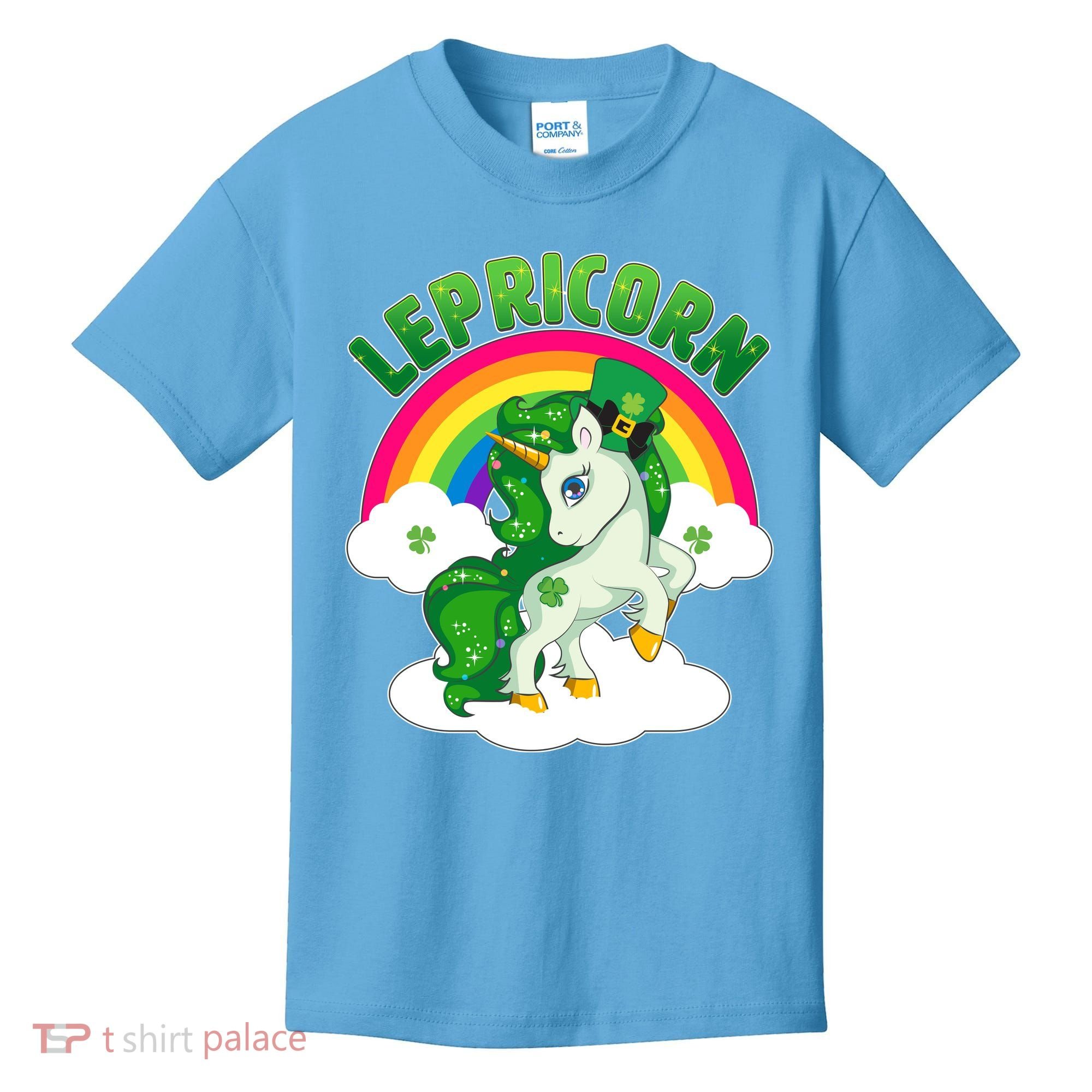Cute St Patricks Day Rainbow Lepricorn Unicorn Leprechaun Kids T-Shirt