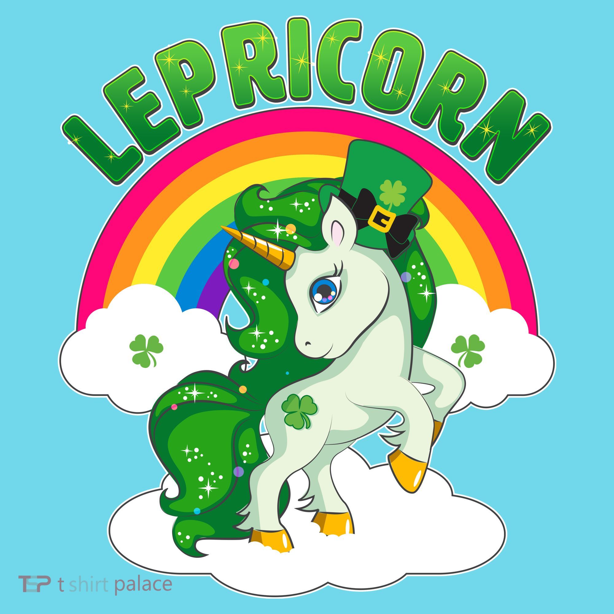Cute St Patricks Day Rainbow Lepricorn Unicorn Leprechaun Kids T-Shirt