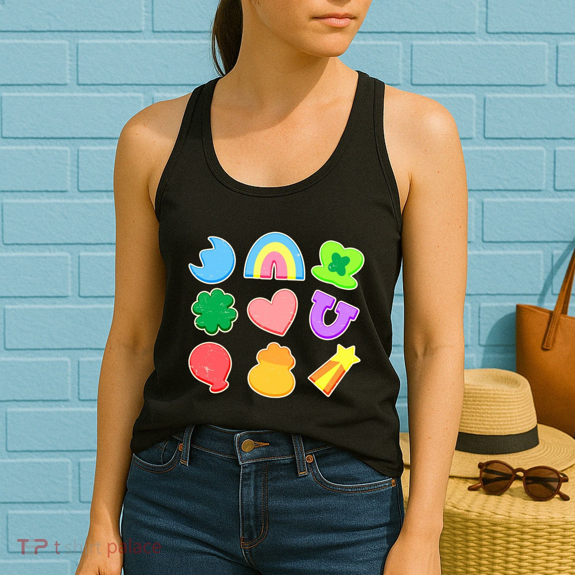 Cute St Patricks Day Marshmallow Shapes Women's Tank Top