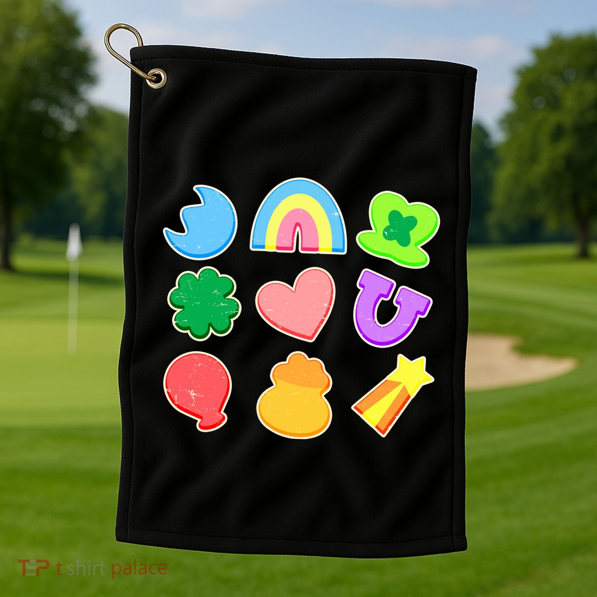Cute St Patricks Day Marshmallow Shapes Golf Towel