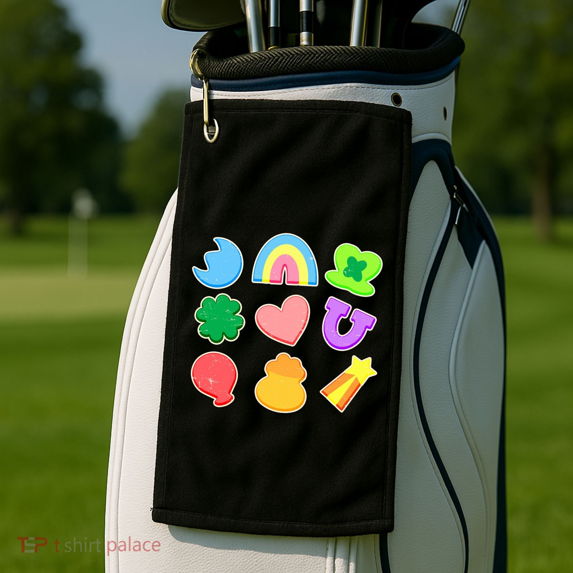 Cute St Patricks Day Marshmallow Shapes Golf Towel