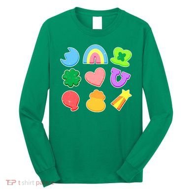 Cute St Patricks Day Marshmallow Shapes Long Sleeve Shirt