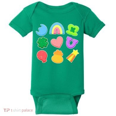 Cute St Patricks Day Marshmallow Shapes Baby Bodysuit
