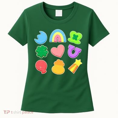Cute St Patricks Day Marshmallow Shapes Women's T-Shirt