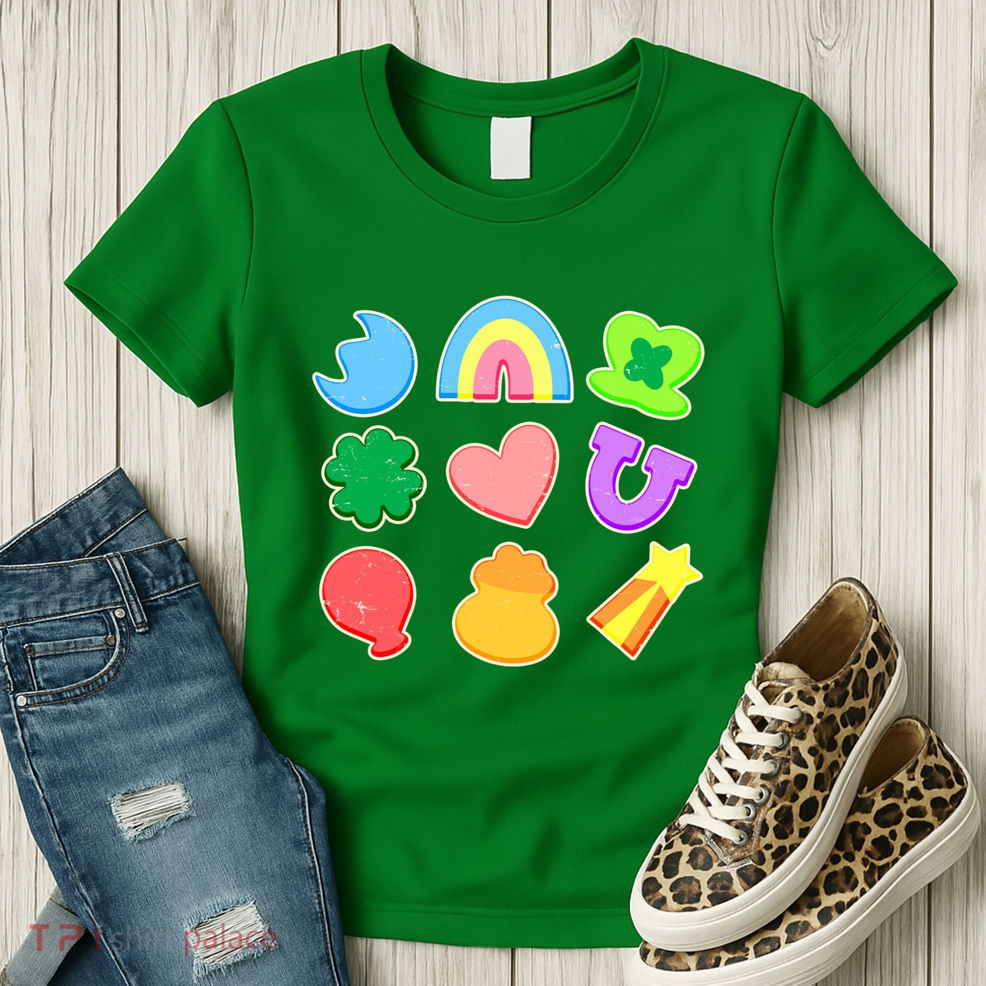 Cute St Patricks Day Marshmallow Shapes Women's T-Shirt