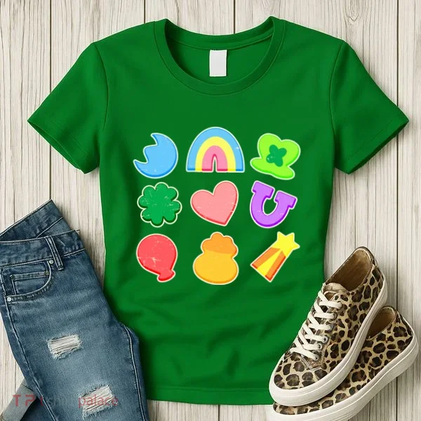 Cute St Patricks Day Marshmallow Shapes Women's T-Shirt
